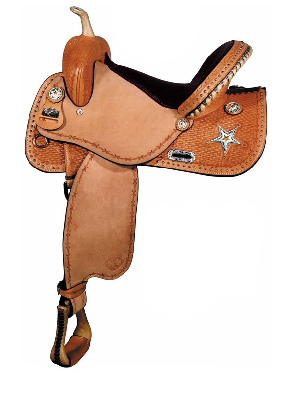 Big Horn Barrel Saddle with JB Stars and conchos 1467 1567