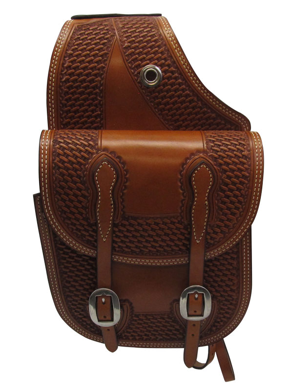 Billy Cook Basket Border Tooled Leather Saddle Bag 15-2734
