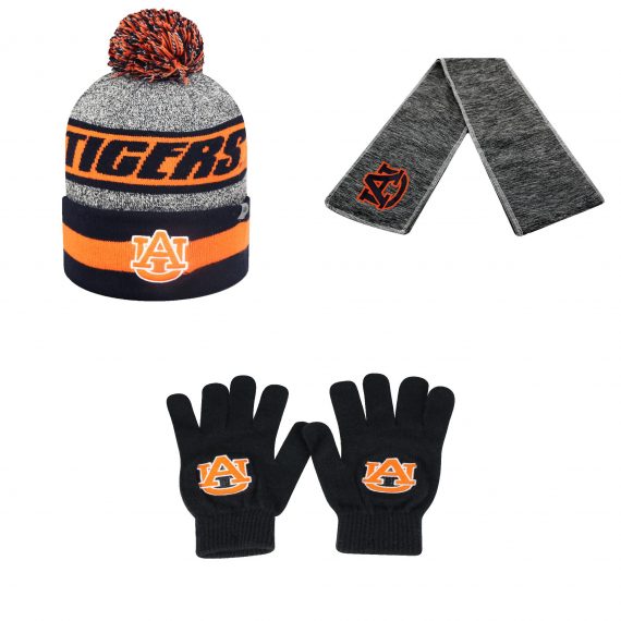 NCAA Auburn Tigers Hail Scarf Cumulus Beanie Hat And TOW Knit Glove 3Pk 39830