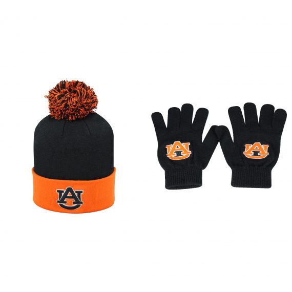 NCAA Auburn Tigers Pom Beanie Hat And TOW Knit Glove 2 Pack 09509